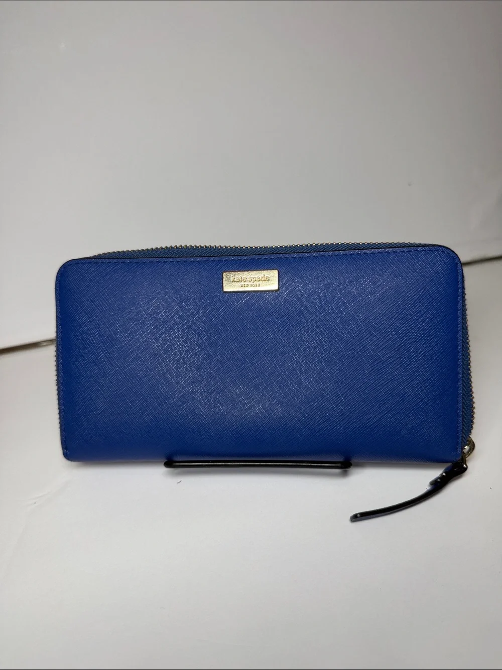 Kate Spade Neda Newbury Lane Zip Wallet Royal Blue Gold Hardware